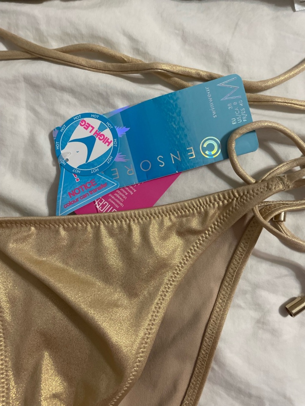 Shimmery Gold String Bikini Set - Picture 2 of 7